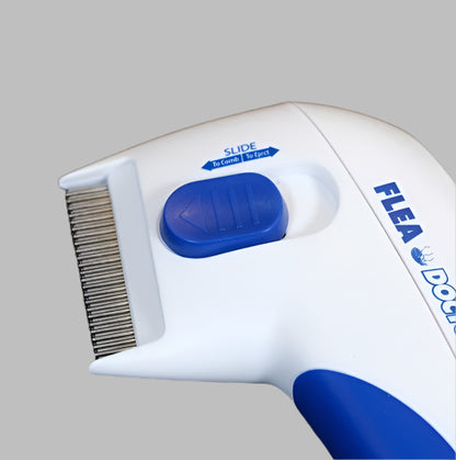 Close-up view of Flea Doctor Electric Flea Comb, showcasing the design and details of the comb for flea removal