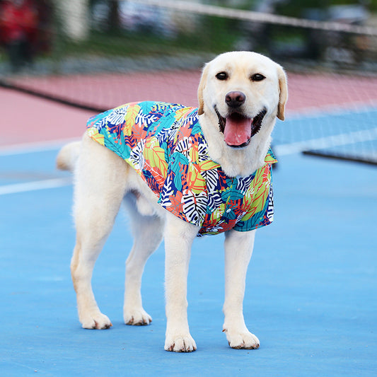 Hawaiian pet shirt for dogs and cats in vibrant summer colors, perfect for warm weather