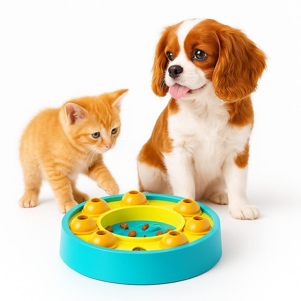 Interactive Pet Puzzle Slow Feeder Anti-Choke Pet Bowl - Happy Pets