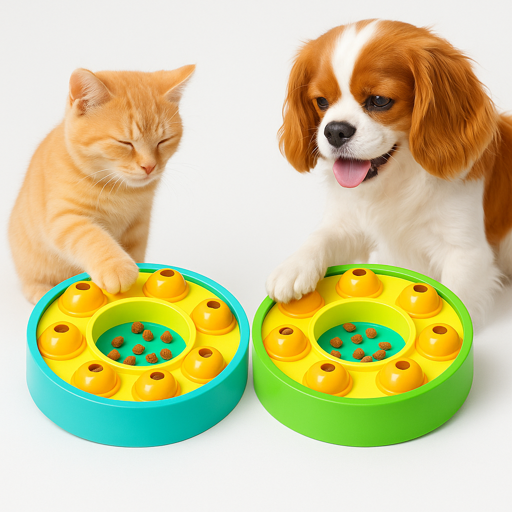 Interactive Pet Puzzle Slow Feeder Anti-Choke Pet Bowl - Happy Pets