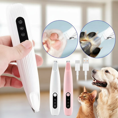 Pet ear cleaning tool with close-up insets of cleaning action, additional tools, and pets.