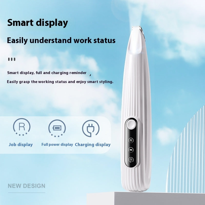 LED Pet Hair Clipper with smart display on a blue background