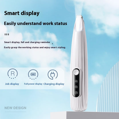 LED Pet Hair Clipper with smart display on a blue background