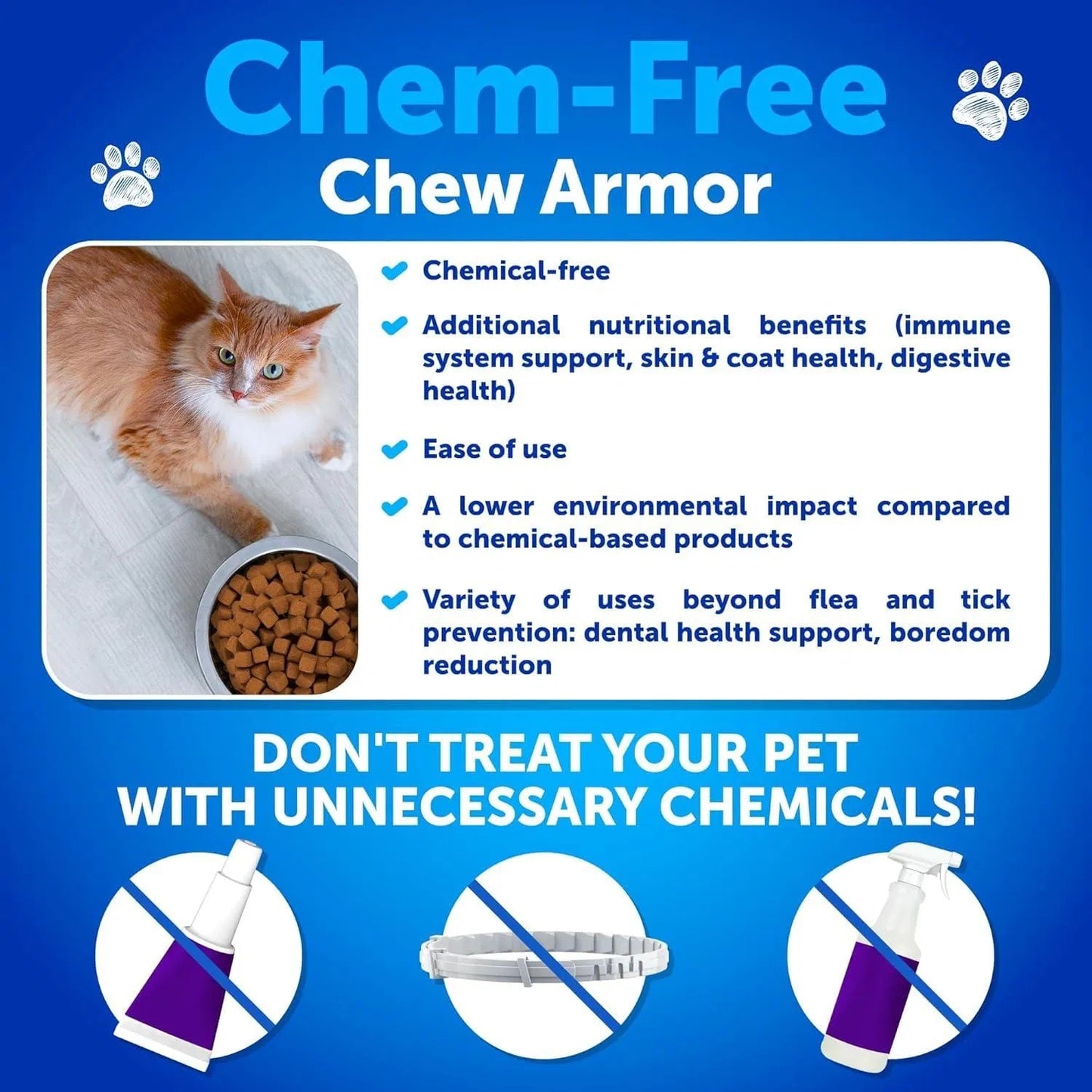 Natural Flea and Tick Chews for Cats | 135 Soft Treats - Happy Pets