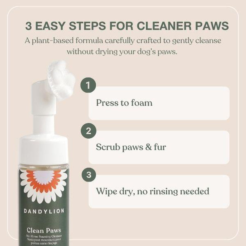 Dandylion Clean Paws product with instructions on how to use it.