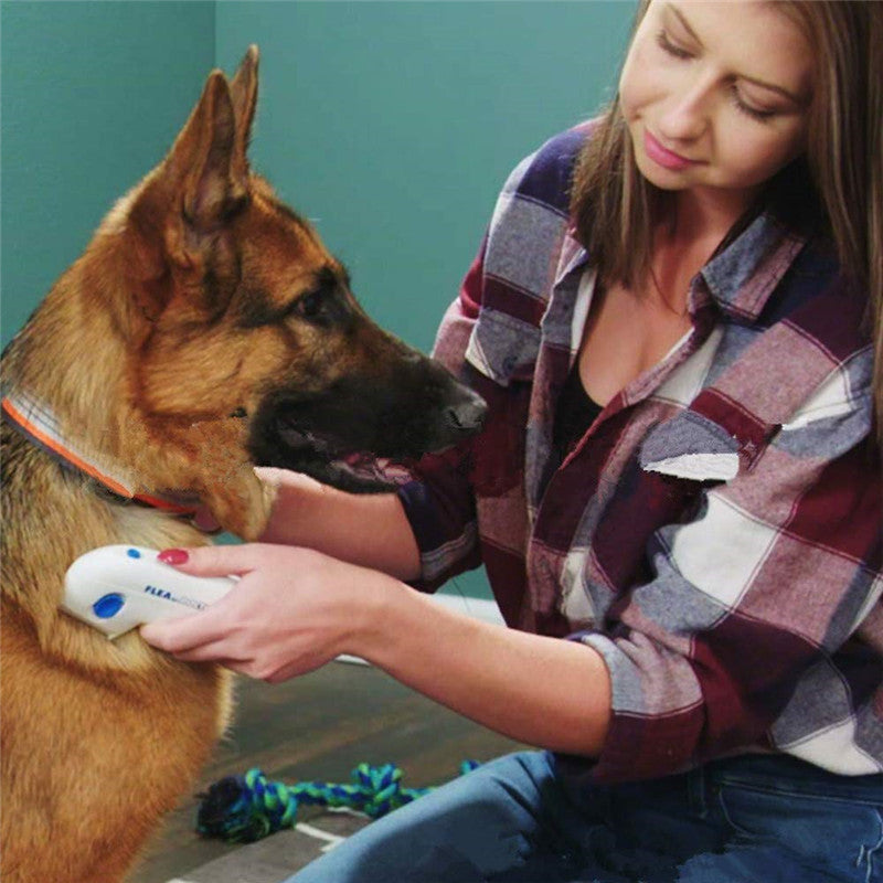 Person using Flea Doctor Electric Flea Comb on a dog's fur, effectively removing fleas with ease and comfort