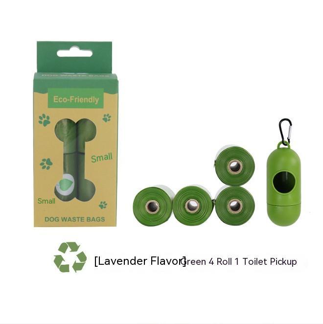 Set of 4 rolls of biodegradable pet garbage bags with a convenient waste picker, ideal for easy and eco-friendly cleanup