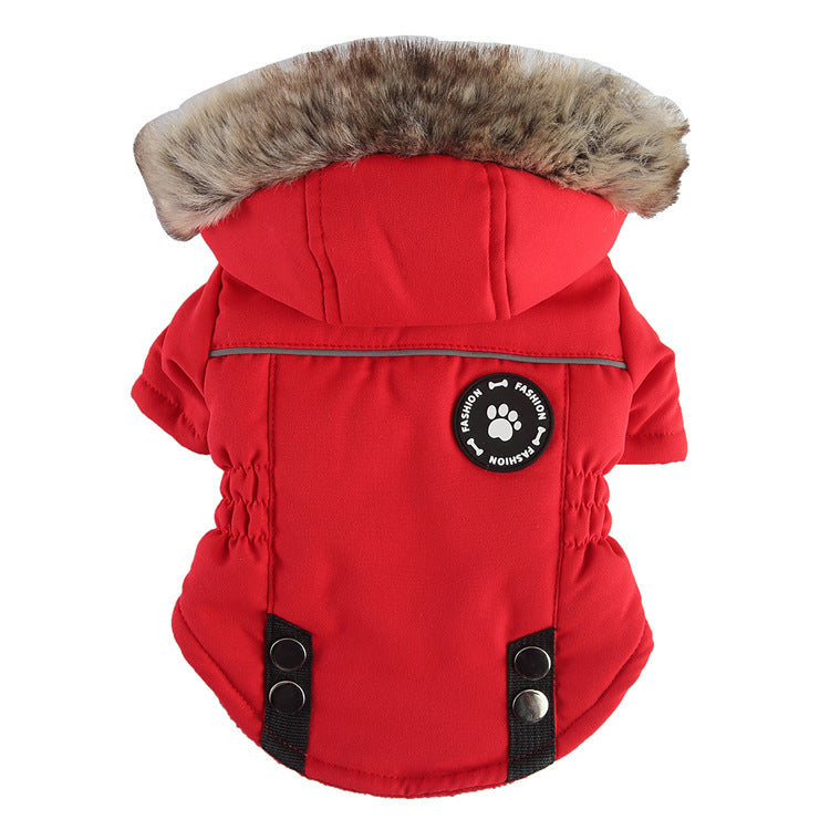 Red winter cotton jacket for dogs, providing warmth and comfort for your furry friend in colder weather