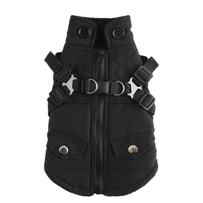 Black winter cotton jacket for dogs, providing warmth and comfort for your pet in cold weather