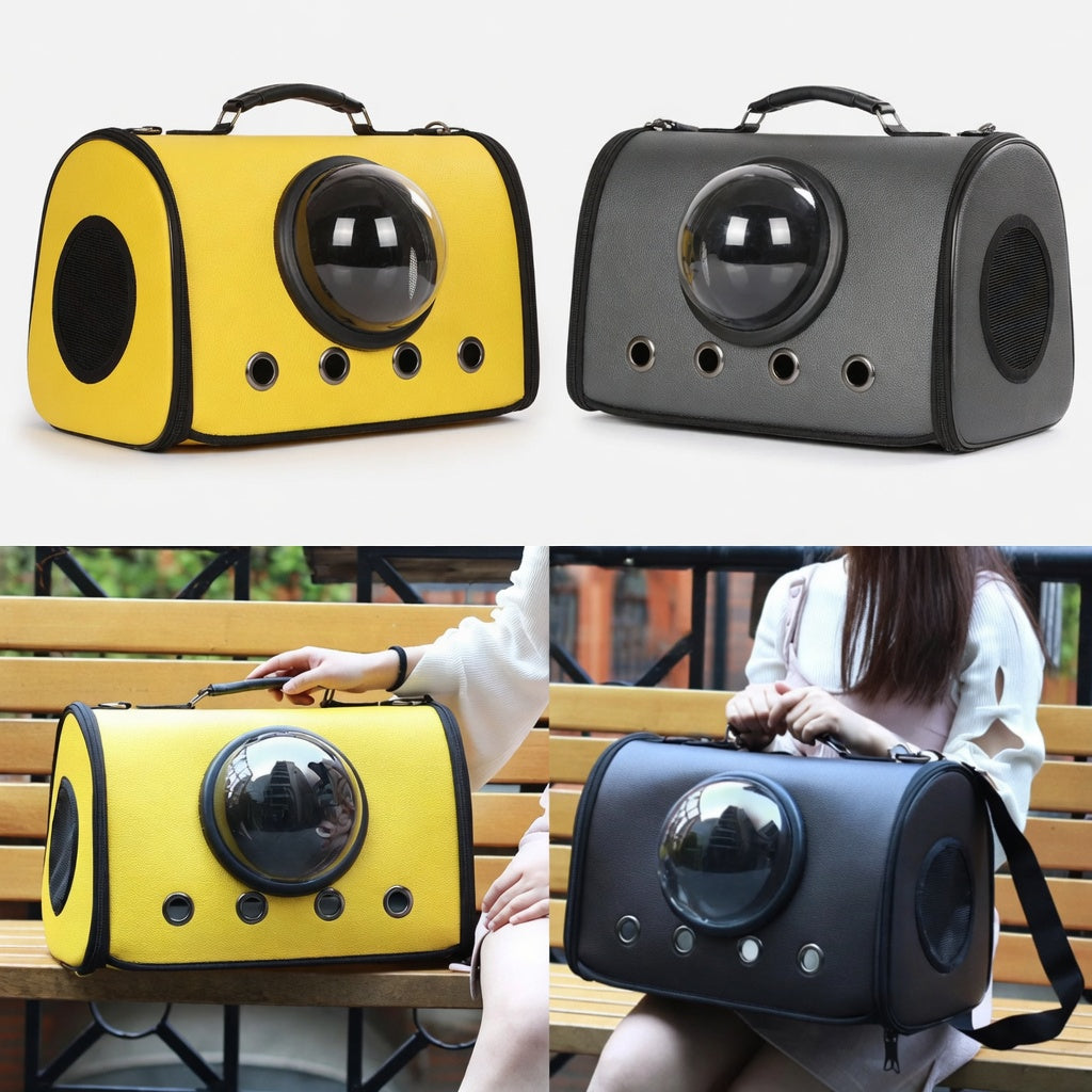 two Premium Pet Carrier Backpack one yellow and other gray