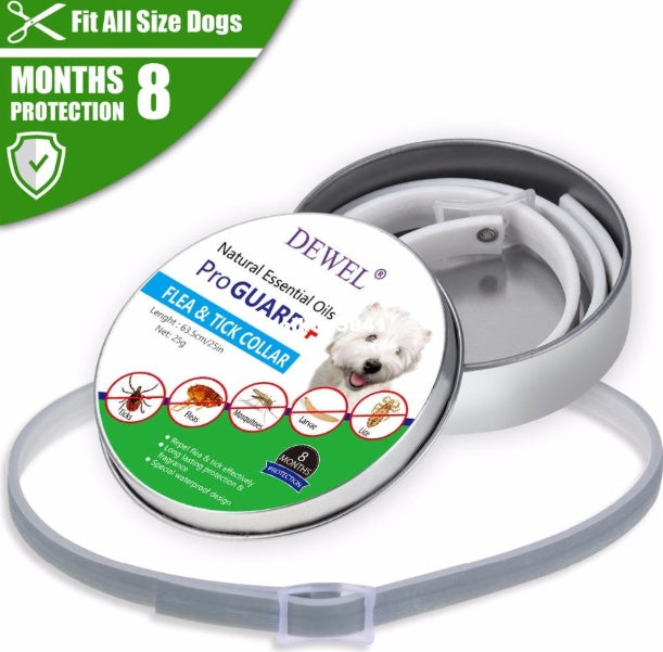 ProGuard Flea & Tick Collar designed for dogs, providing 8 months of protection against fleas and ticks.