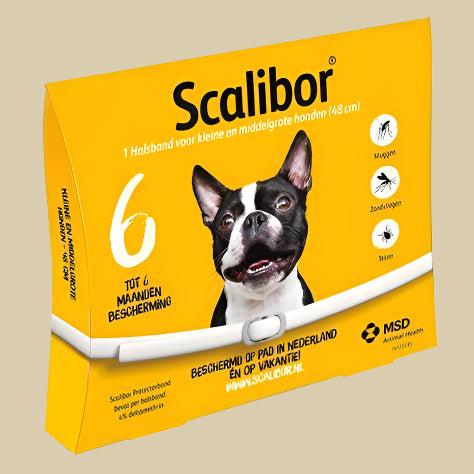 Scalibor Flea & Deworming Collar designed for puppies, providing effective protection against fleas, ticks, and mosquitoes for small and medium-sized dogs