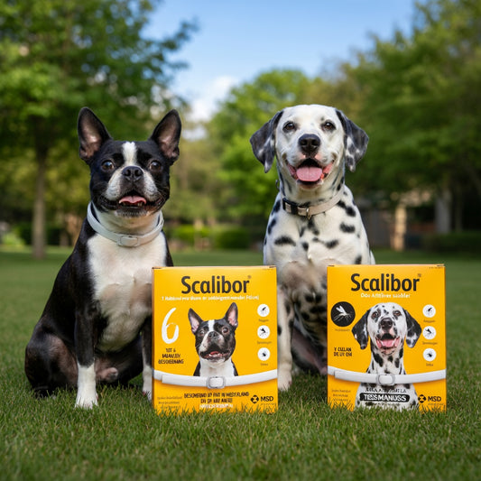 Scalibor Flea and Tick Collar for Dogs - Two dogs wearing collar in the park