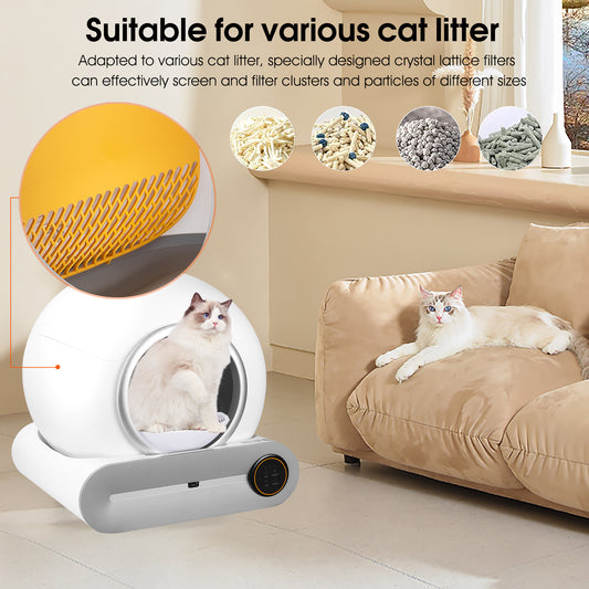 Self-cleaning litter box with automatic scooping, deodorization, and WiFi control, perfect for hassle-free cat care. cover image
