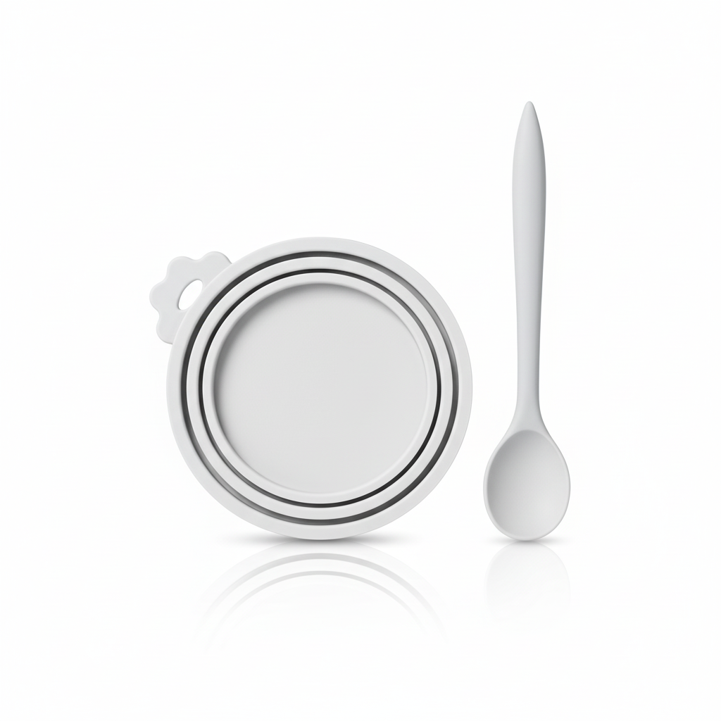 Silicone Pet Food Can Lid With Spoon Fresh Seal Cover - Happy Pets