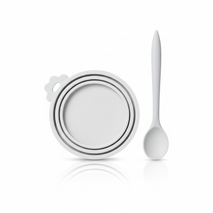 Silicone Pet Food Can Lid With Spoon Fresh Seal Cover - Happy Pets