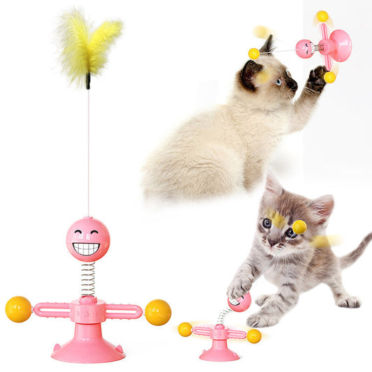 Spinning Cat Toy That Stimulates cat playing with pink variant