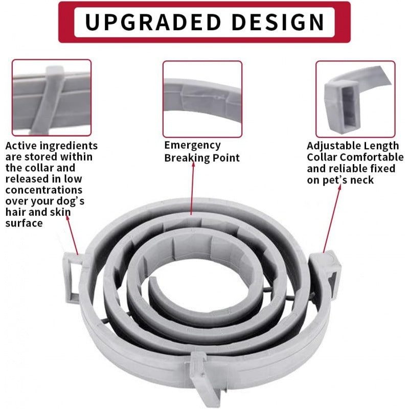 Waterproof adjustable flea and tick collar for dogs and cats, 25in gray better design more confortable