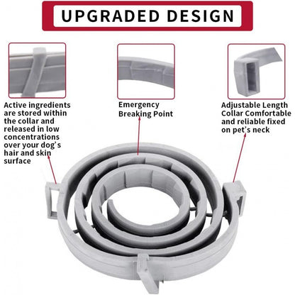 Waterproof adjustable flea and tick collar for dogs and cats, 25in gray better design more confortable