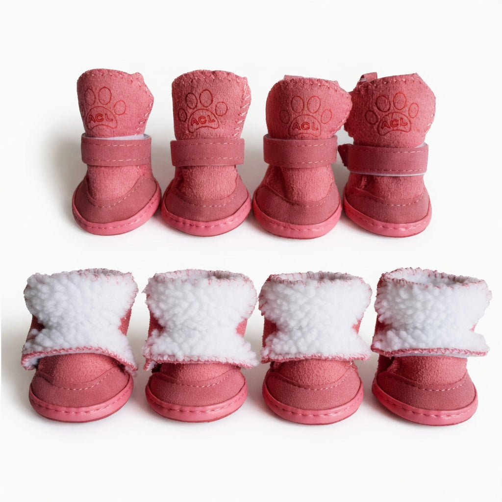 Winter Dog Boots for Small Dogs pink variants in a white background