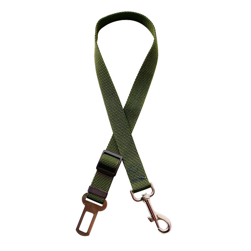 Adjustable pet car seat belt for dogs and cats – safety travel harness green variant