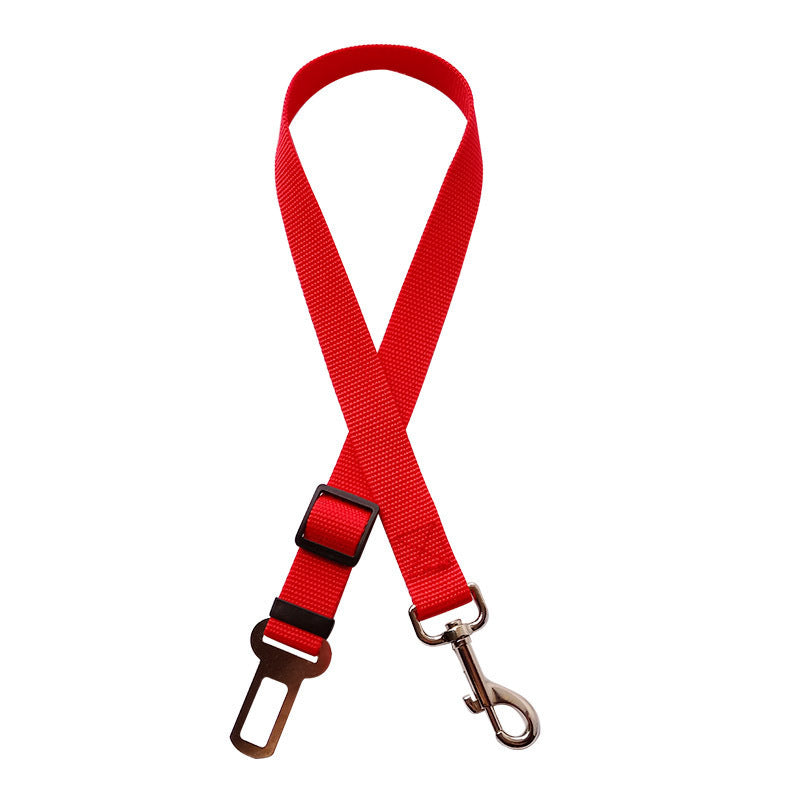 Adjustable pet car seat belt for dogs and cats – safety travel harness red variant