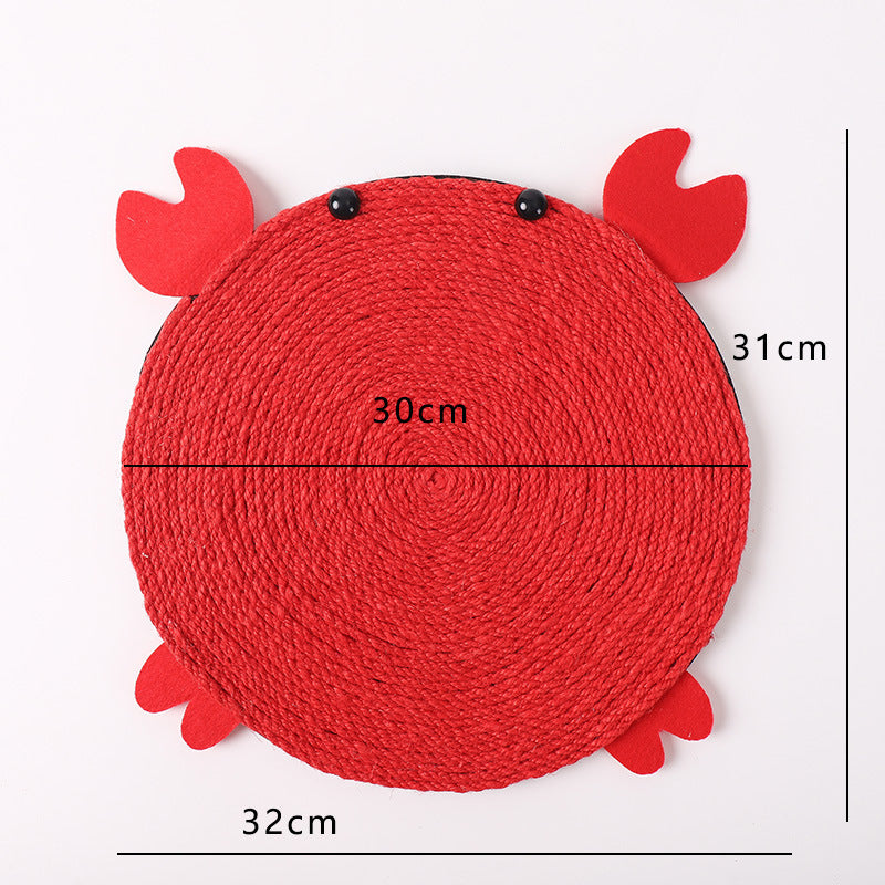Durable EVA and sisal rope cat scratch board in fun shapes for claw care crab variant