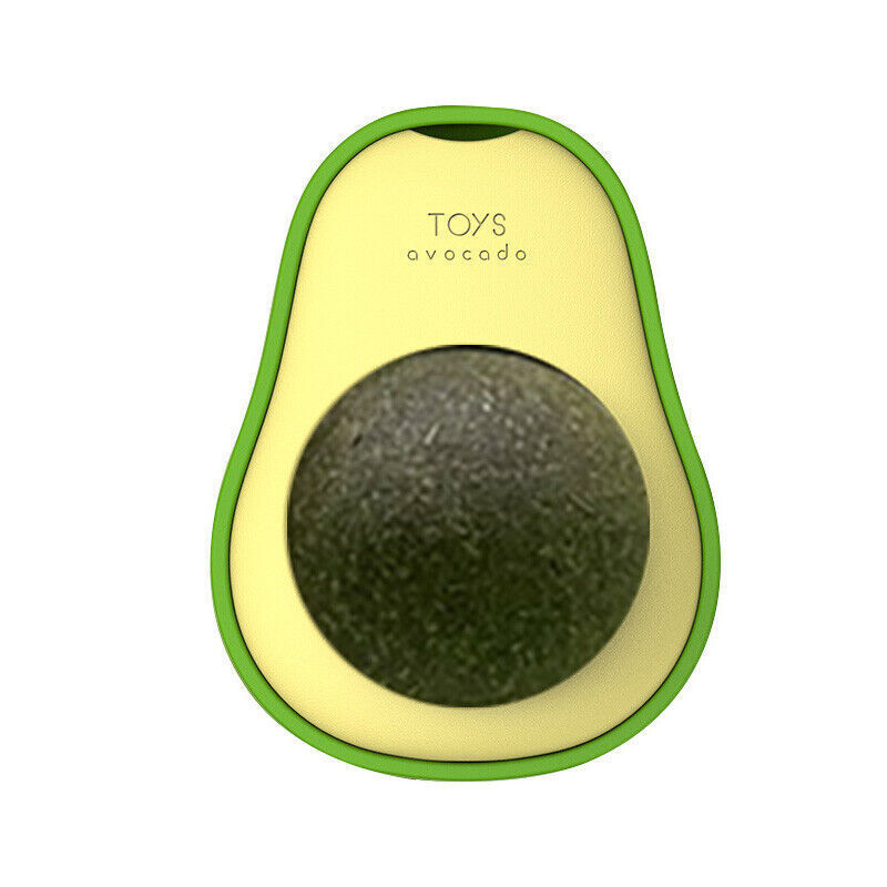 Avocado-shaped catnip toy for cats, designed to engage and entertain with its unique shape and catnip scent, perfect for stimulating playtime.