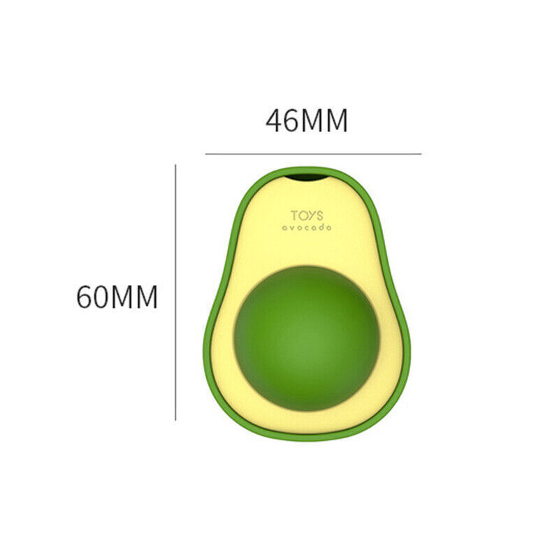 Close-up of the avocado-shaped catnip toy, showcasing its size and dimensions, perfect for easy handling and engaging playtime for cats.