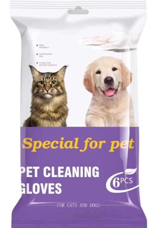 Close-up of Pet Cleaning & Deodorizing Glove Wipes with Coconut Oil – Hypoallergenic formula for gentle pet care