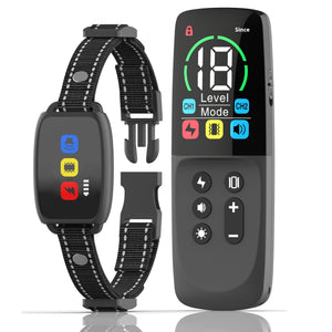 color screen dog training collar with color LCD screen, waterproof design, and adjustable strap for dogs of all sizes cover image