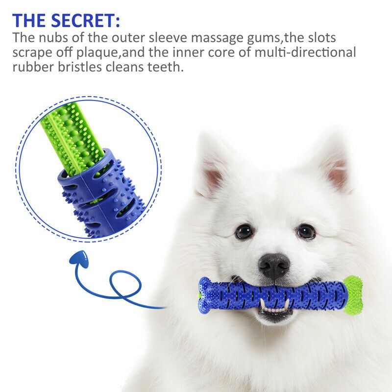 Durable silicone dog chew toothbrush toy with treat dispenser for teething puppies and aggressive chewers benefits