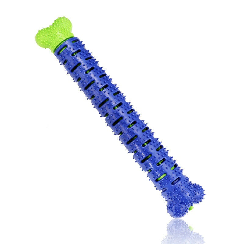 Durable silicone dog chew toothbrush toy with treat dispenser for teething puppies and aggressive chewers front view