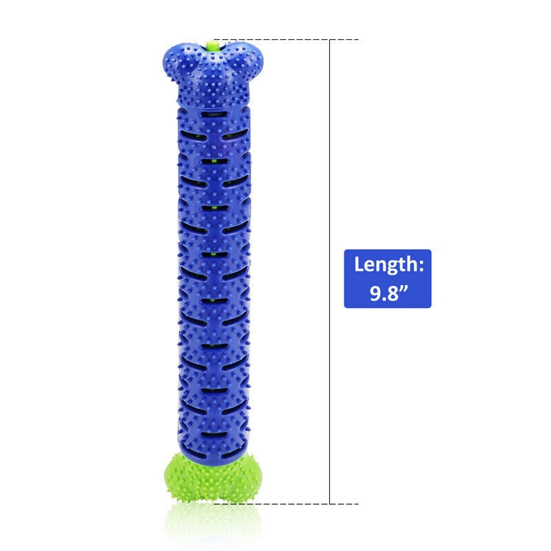 Durable silicone dog chew toothbrush toy with treat dispenser for teething puppies and aggressive chewers size