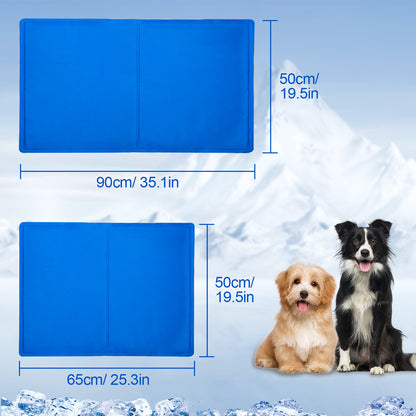 Diagram showing the different sizes and dimensions of the dog cooling mat, helping pet owners choose the right fit for their pet