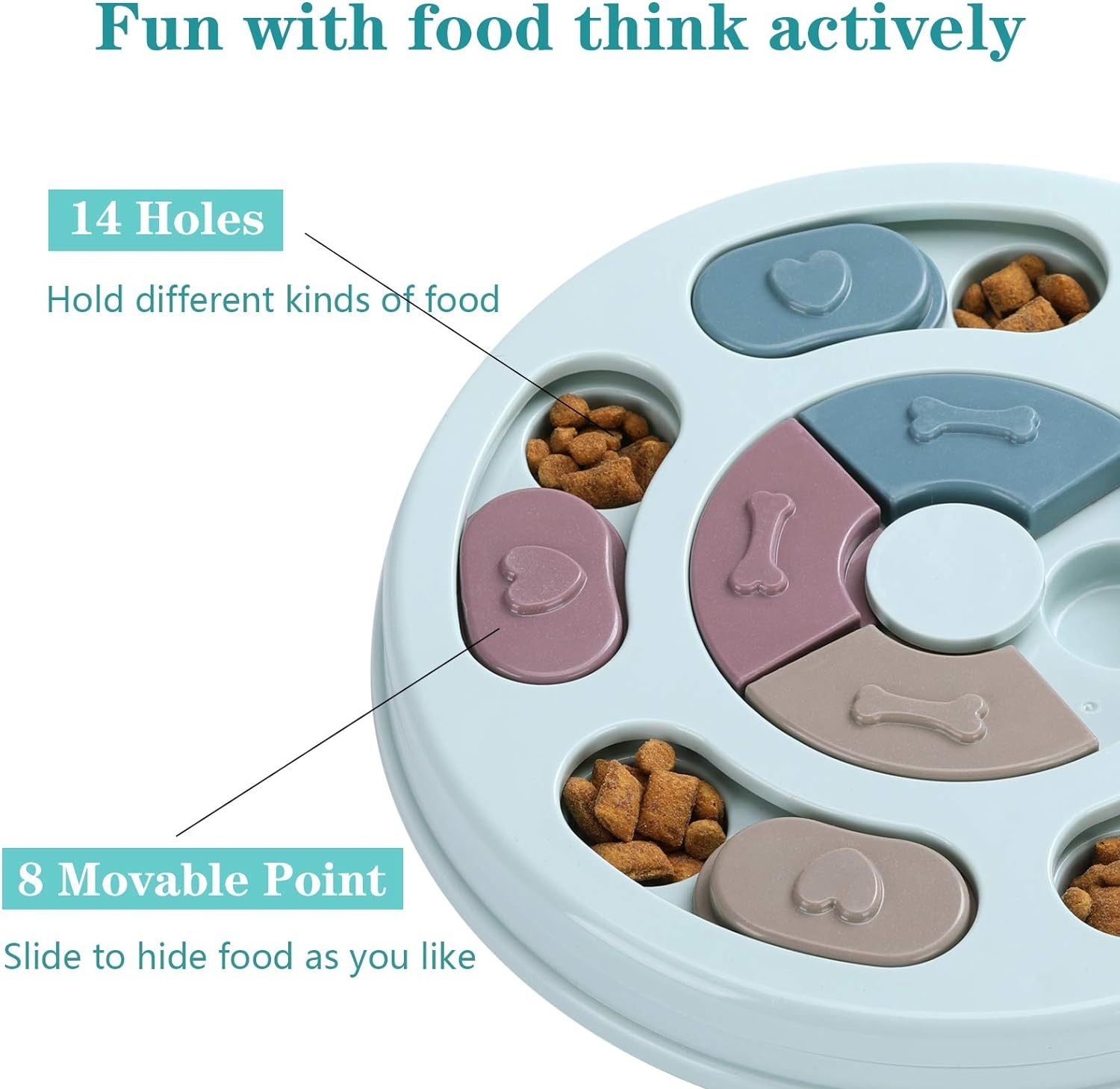 Interactive dog puzzle feeder toy for mental enrichment and slow feeding fun with food think actively 