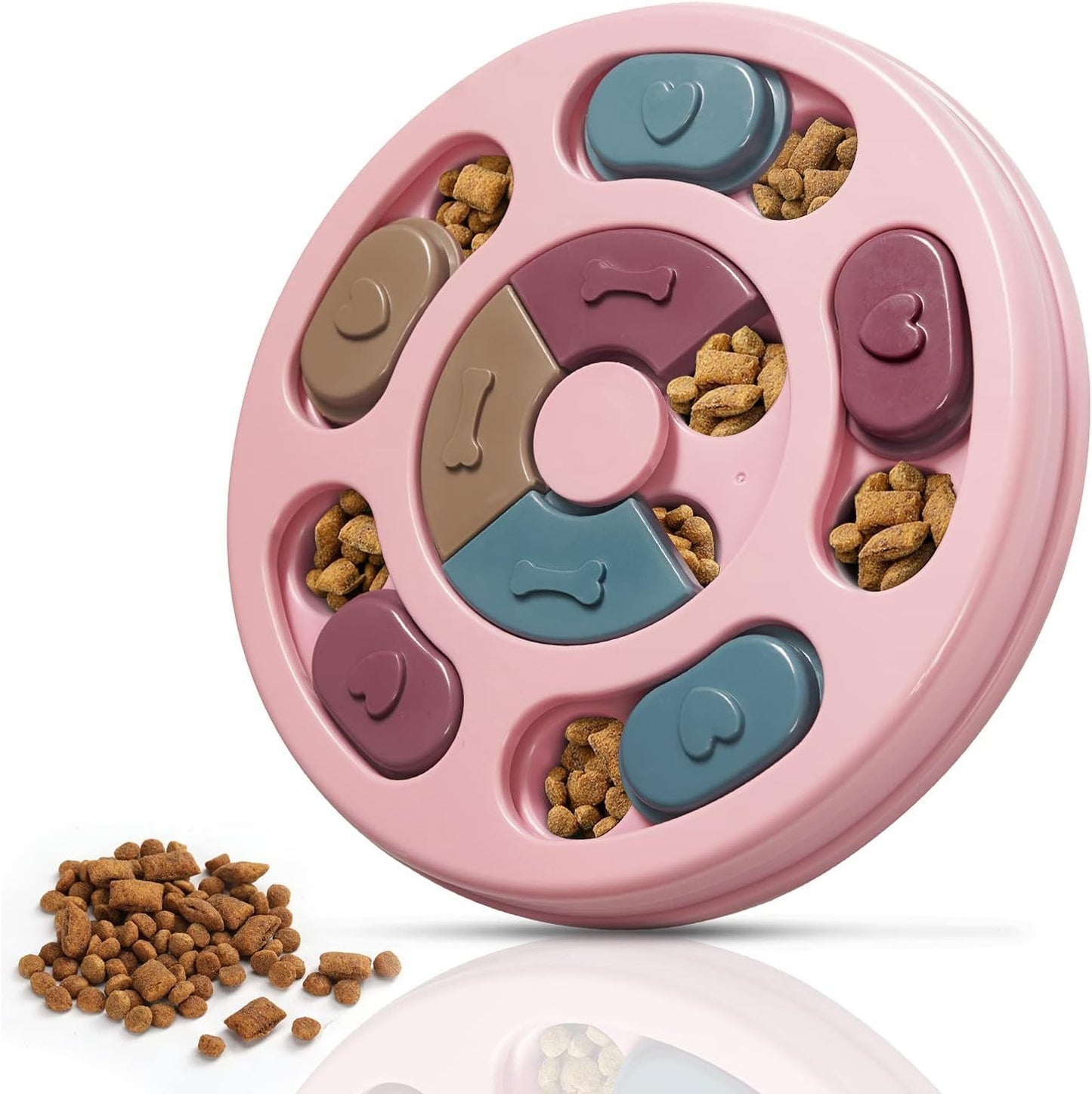 Interactive dog puzzle feeder toy for mental enrichment and slow feeding pink 