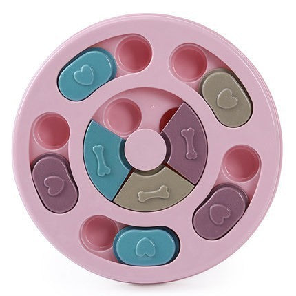 Interactive dog puzzle feeder toy for mental enrichment and slow feeding pink variant