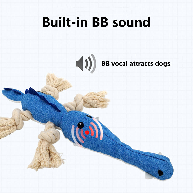 Durable knotted cotton rope chew toy for dogs with squeaky animal design bb sound