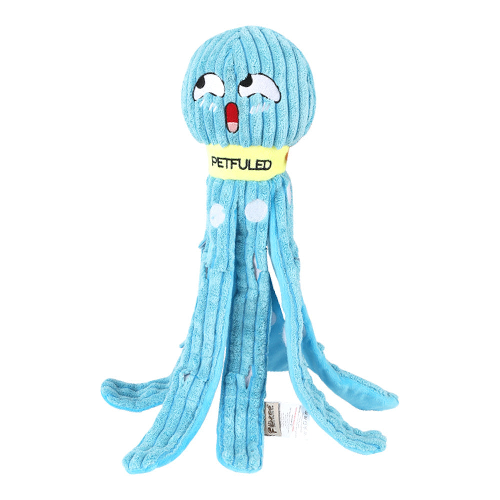Interactive plush octopus dog toy with snuffle feature, chewable and slow-feeding design for mental stimulation and holiday fun blue variant