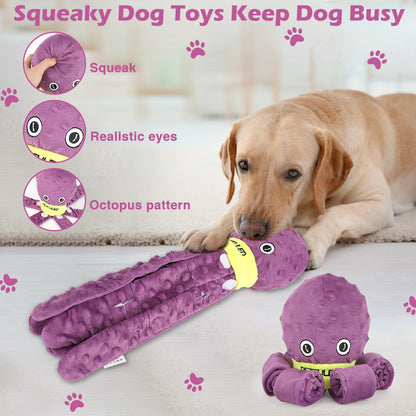 Interactive plush octopus dog toy with snuffle feature, chewable and slow-feeding design for mental stimulation and holiday fun squeaky dog toys keep dog busy