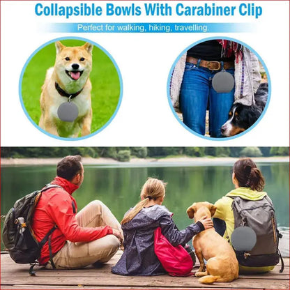 Pet Food and Water Bowls. Double Collapsible. Pet Feeding - Happy Pets