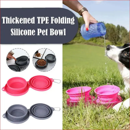 Pet Food and Water Bowls. Double Collapsible. Pet Feeding - Happy Pets