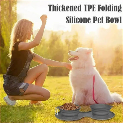 Pet Food and Water Bowls. Double Collapsible. Pet Feeding - Happy Pets