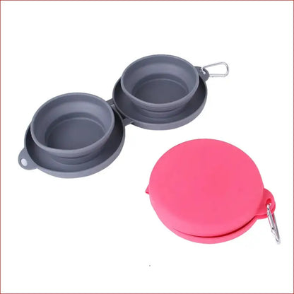 Pet Food and Water Bowls. Double Collapsible. Pet Feeding - Happy Pets