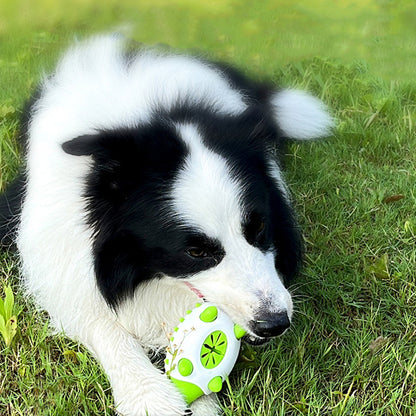 Durable dog chew toy for teething, treat dispensing, and dental cleaning – ideal for puppies and aggressive chewers of all sizes dog playing on the grass