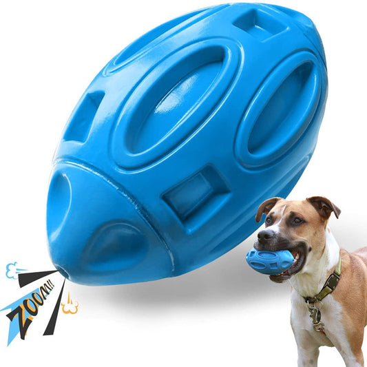Durable rubber dog chew ball with squeaker for teething puppies and aggressive chewers cover image