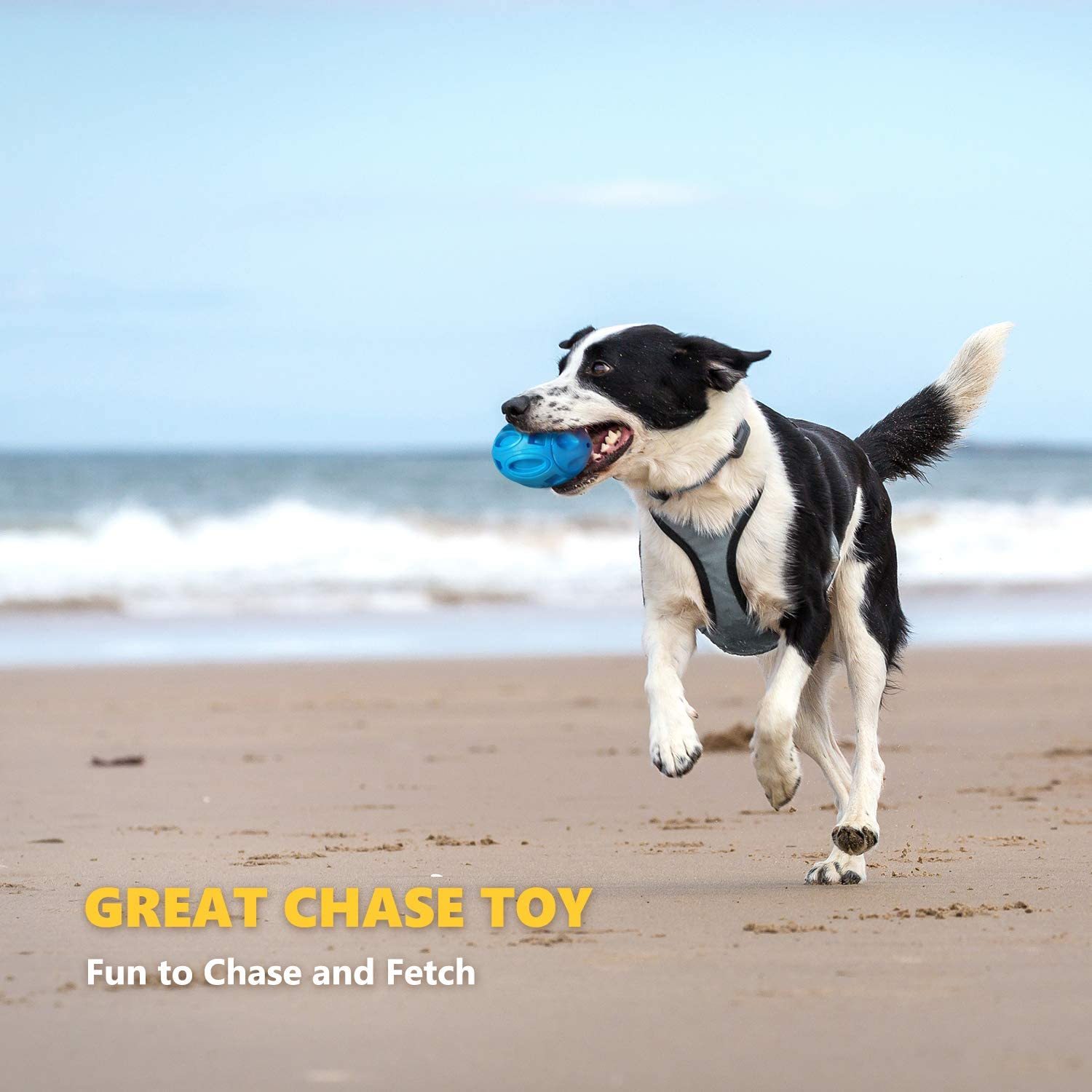 Durable rubber dog chew ball with squeaker for teething puppies and aggressive chewers great chase toy 