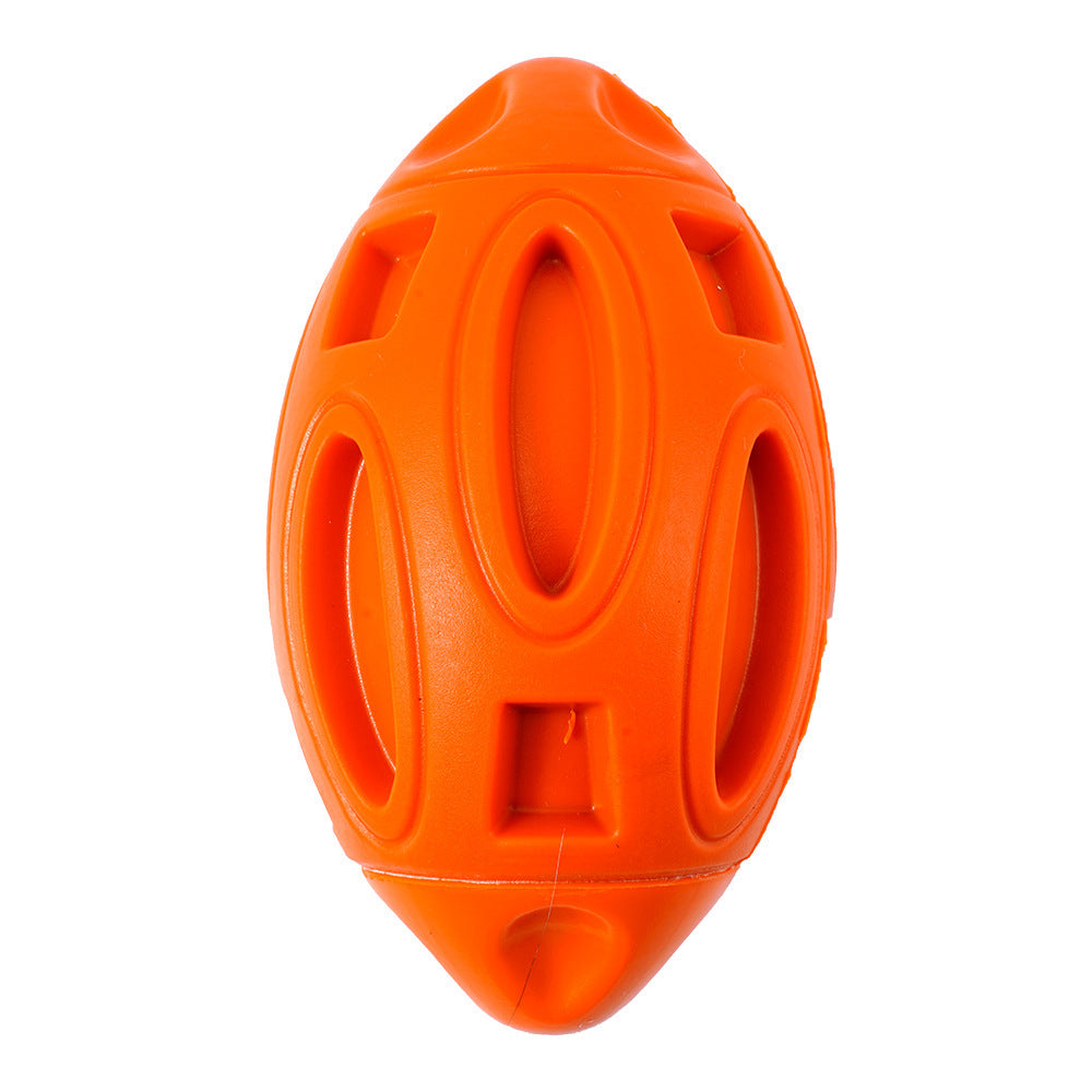 Durable rubber dog chew ball with squeaker for teething puppies and aggressive chewers orange variant