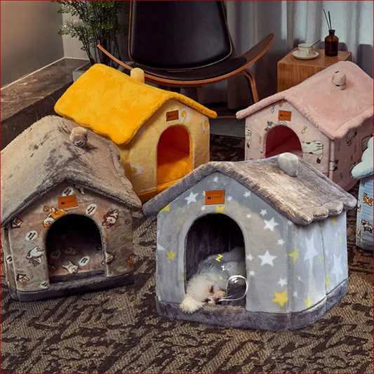 Foldable dog house pet cat bed winter villa sleep kennel